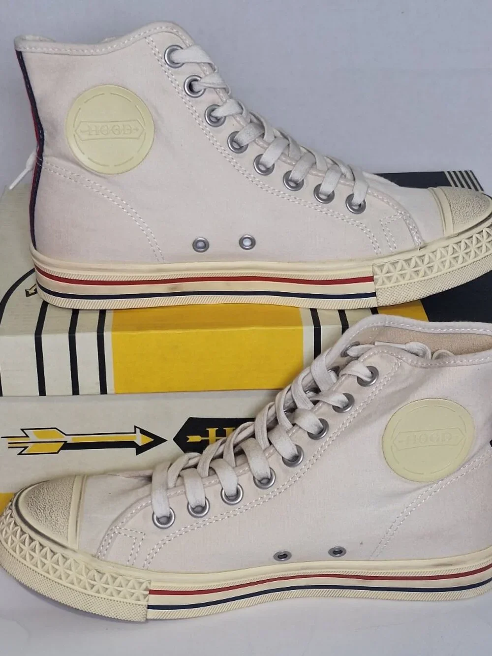 NIB Hood 1967 Rocket High Cut Men's 10 Vintage Natural Canvas High Top Sneakers